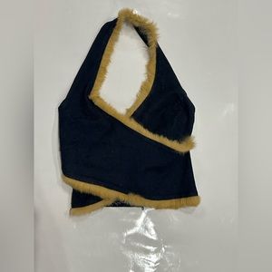 Y2K faux fur crop top